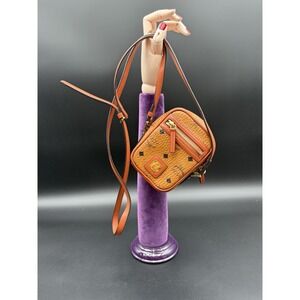 MCM Klassik Crossbody In Visetos - Cognac - Slightly Used